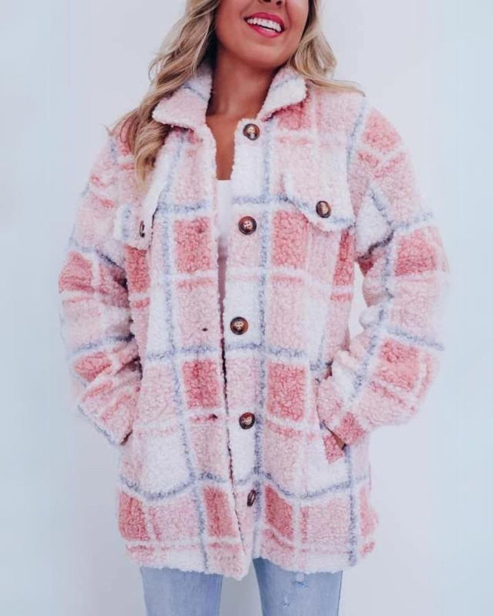 Elinara - Polar Fleece Plaid Jacket