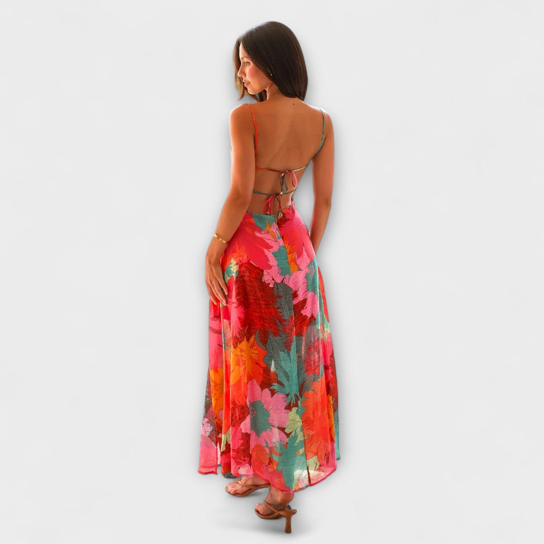 Audrey - Floral Print Strap Dress for Women - Stylish and Alluring