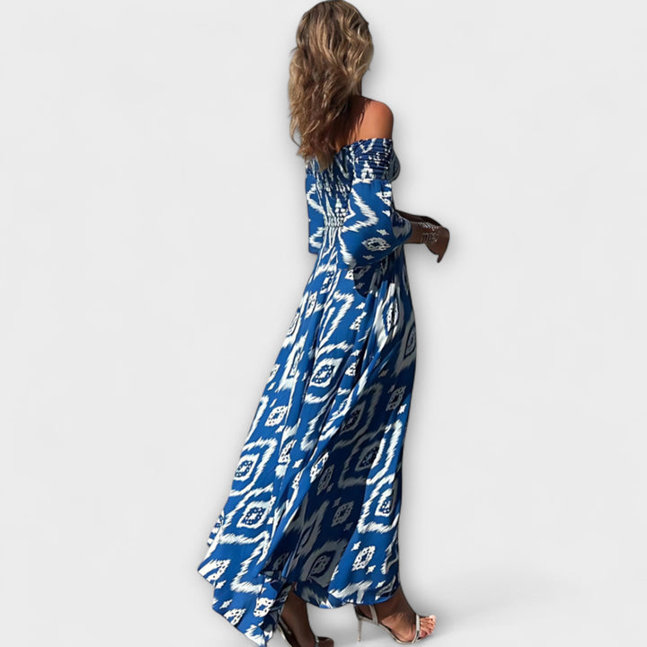 Bella - Off-Shoulder Dress with Ocean Flowers