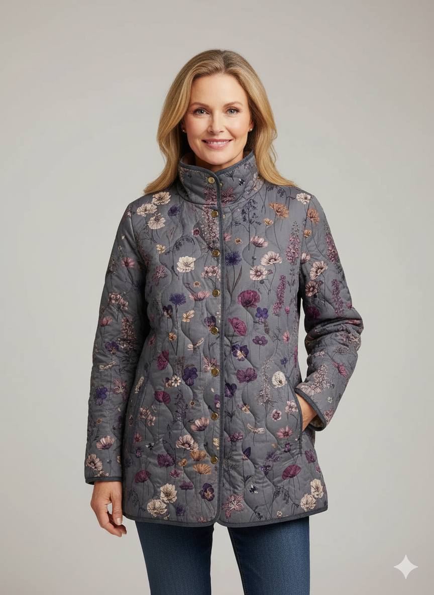 Savannah | Women's Vintage Floral Print Casual Quilted Jacket