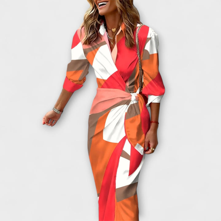 Clarissa - Striped Midi Shirt Dress